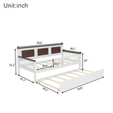 Twin Size Daybed Kids Platform Bed with Twin Trundle & Full-Surround Safety Guardrails for Girls Boys, White