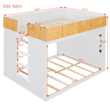 Full Size Bunk Bed Frame with LED Light, Ladder, Safety Guardrails & Half-Circular Design for Kids/Teens/Adults