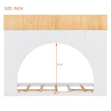 Full Size Bunk Bed Frame with LED Light, Ladder, Safety Guardrails & Half-Circular Design for Kids/Teens/Adults