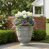 Classical Urn Planter Weather-Resistant Outdoor Flower Pot Patio Garden Decorative Vase, Gray
