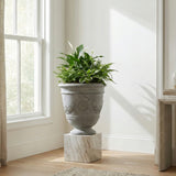 Classical Urn Planter Weather-Resistant Outdoor Flower Pot Patio Garden Decorative Vase, Gray