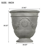 Classical Urn Planter Weather-Resistant Outdoor Flower Pot Patio Garden Decorative Vase, Gray