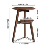 Wood 2-Tier End Table, Round Sofa Side Table with Open Storage Shelf for Living Room, Bedroom