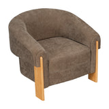 36"W Barrel Accent Chair Upholstered Lounge Sofa Chair Oversized Reading Armchair with Thick Padded Seat&Solid Wood Legs, Brown