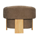 36"W Barrel Accent Chair Upholstered Lounge Sofa Chair Oversized Reading Armchair with Thick Padded Seat&Solid Wood Legs, Brown