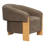 36"W Barrel Accent Chair Upholstered Lounge Sofa Chair Oversized Reading Armchair with Thick Padded Seat&Solid Wood Legs, Brown