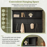 All-in-1 Hall Tree Entryway Storage Bench Mudroom Coat Closet Enclosed Shoe Cabinets with Hooks & Open Shelves, Black