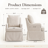Rolling Upholstered Accent Chair with 4 Casters, Linen Armchair Single Sofa Chair with Back Cushion for Living Dining Room, Bedroom