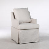 Rolling Upholstered Accent Chair with 4 Casters, Linen Armchair Single Sofa Chair with Back Cushion for Living Dining Room, Bedroom