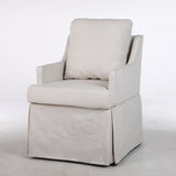 Rolling Upholstered Accent Chair with 4 Casters, Linen Armchair Single Sofa Chair with Back Cushion for Living Dining Room, Bedroom