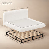 King Size Platform Bed Frame, Low Profile Upholstered Bed with Folding Metal Frame & Padded Edges for Bedroom, No Box Spring Needed