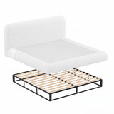 King Size Platform Bed Frame, Low Profile Upholstered Bed with Folding Metal Frame & Padded Edges for Bedroom, No Box Spring Needed