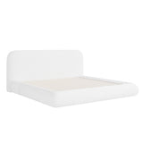 King Size Platform Bed Frame, Low Profile Upholstered Bed with Folding Metal Frame & Padded Edges for Bedroom, No Box Spring Needed