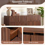 Fluted Dresser with 8 Drawers for Bedroom, Push-to-Open Chest of Drawers, Clothes Storage Organizer for Living Room, Hallway