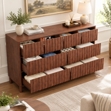 Fluted Dresser with 8 Drawers for Bedroom, Push-to-Open Chest of Drawers, Clothes Storage Organizer for Living Room, Hallway