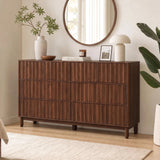 Fluted Dresser with 8 Drawers for Bedroom, Push-to-Open Chest of Drawers, Clothes Storage Organizer for Living Room, Hallway