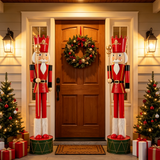 64" Large King Nutcracker Statue Christmas Decor, Classic Red Iron Standing Ornament with Golden Scepter for Front Porch & Holiday Display