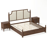 3-Piece Bedroom Furniture Set, Upholstered Headboard King Size Platform Bed Set with 2 Nightstands