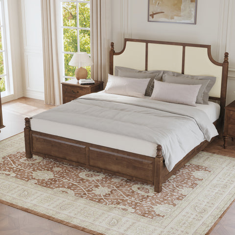 3-Piece Bedroom Furniture Set, Upholstered Headboard King Size Platform Bed Set with 2 Nightstands
