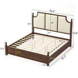 3-Piece Bedroom Furniture Set, Upholstered Headboard King Size Platform Bed Set with 2 Nightstands