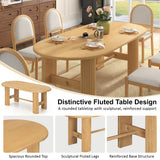 7 Piece Dining Table Set for 6, Oval Kitchen Table Set with 6 Upholstered Armless Dining Chairs for Dining Room