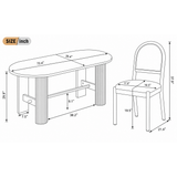 7 Piece Dining Table Set for 6, Oval Kitchen Table Set with 6 Upholstered Armless Dining Chairs for Dining Room