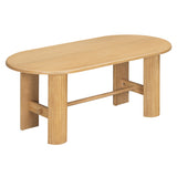 Oval Dining Table for 6, Farmhouse Kitchen Table with Fluted Wood Pedestal-Style Base for Dining Room, Living Room
