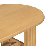 Oval Dining Table for 6, Farmhouse Kitchen Table with Fluted Wood Pedestal-Style Base for Dining Room, Living Room