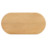 Oval Dining Table for 6, Farmhouse Kitchen Table with Fluted Wood Pedestal-Style Base for Dining Room, Living Room