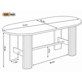 Oval Dining Table for 6, Farmhouse Kitchen Table with Fluted Wood Pedestal-Style Base for Dining Room, Living Room