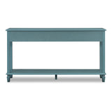 Farmhouse Console Table Vintage Sofa Table Entryway Table Display Stand Accent Table with 3 Drawers, Open Shelf & Solid Pine Legs, Teal