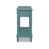 Farmhouse Console Table Vintage Sofa Table Entryway Table Display Stand Accent Table with 3 Drawers, Open Shelf & Solid Pine Legs, Teal