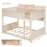 Full over Full Wood Bunk Bed with Smart RGB LED & USB Ports, Storage Shelves, Pegboard & Guardrail Bookshelf for Teens, Adults