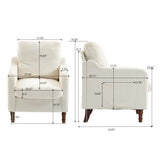 Ergonomic Accent Chair Mid Century Modern Armchair Upholstered Comfy Reading Chair Single Living Room Sofa Chair, Antique White