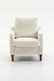Ergonomic Accent Chair Mid Century Modern Armchair Upholstered Comfy Reading Chair Single Living Room Sofa Chair, Antique White
