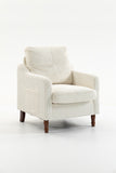 Ergonomic Accent Chair Mid Century Modern Armchair Upholstered Comfy Reading Chair Single Living Room Sofa Chair, Antique White