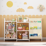 3-in-1 Kids Bookshelf and Toy Organizer, Montessori Toddler Sling Bookcase with Stuffed Animal Storage for Nursery & Playroom