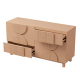 6-Drawer Dresser Chest of Drawers Fluted Storage Cabinet Accent Console, Light Natural Brown