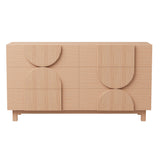 6-Drawer Dresser Chest of Drawers Fluted Storage Cabinet Accent Console, Light Natural Brown