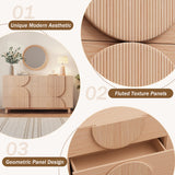 6-Drawer Dresser Chest of Drawers Fluted Storage Cabinet Accent Console, Light Natural Brown
