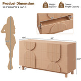 6-Drawer Dresser Chest of Drawers Fluted Storage Cabinet Accent Console, Light Natural Brown