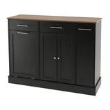Sideboard Buffet Cabinet with Wood Top/Faux Marble Top, Kitchen Bar Storage Cabinet with Drawers, Tilt-out Cabinet & Pull-Out Rack