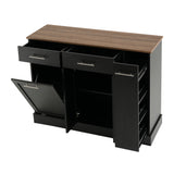 Sideboard Buffet Cabinet with Wood Top/Faux Marble Top, Kitchen Bar Storage Cabinet with Drawers, Tilt-out Cabinet & Pull-Out Rack