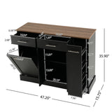 Sideboard Buffet Cabinet with Wood Top/Faux Marble Top, Kitchen Bar Storage Cabinet with Drawers, Tilt-out Cabinet & Pull-Out Rack