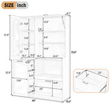 Tall Freestanding Kitchen Pantry Cabinet with Arched Glass Door, Flip-Up Cabinet Door, Pull-Out Shelves & Drawer, Adjustable Shelves