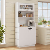 70.8" Tall Kitchen Pantry Cabinet with Charging Station, Storage Organizer with Adjustable Shelves, Drawers for Dining Living Room