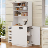 70.8" Tall Kitchen Pantry Cabinet with Charging Station, Storage Organizer with Adjustable Shelves, Drawers for Dining Living Room