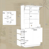 70.8" Tall Kitchen Pantry Cabinet with Charging Station, Storage Organizer with Adjustable Shelves, Drawers for Dining Living Room
