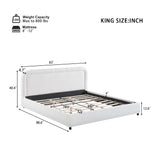 King Size Upholstered Platform Bed Frame with Soft Padded Headboard, Quiet Noise-Free Bed, 800LBS Capacity, White
