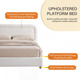 King Size Upholstered Platform Bed Frame with Soft Padded Headboard, Quiet Noise-Free Bed, 800LBS Capacity, White